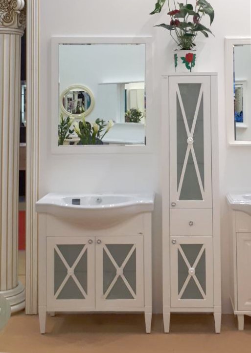 Купить пенал анна - 40 , 1 ящ. правый со стеклом, ,белый, misty. в Иваново магазин сантехники Суперстрой