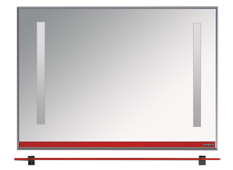 Купить зеркало джулия -120 с полочкой 12 мм красное,misty. в Иваново магазин сантехники Суперстрой