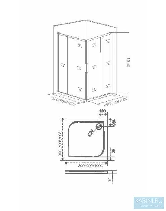 Купить душевое ограждение idea cr-90-c-ch, bas. в Иваново магазин сантехники Суперстрой