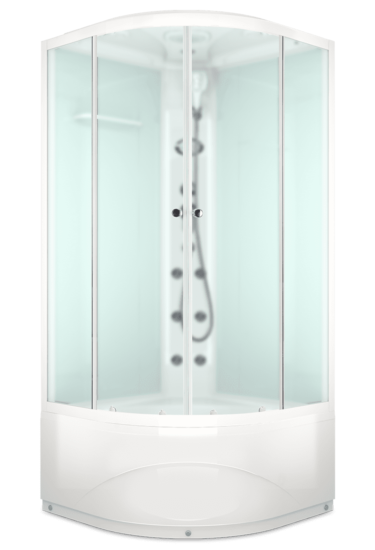 Купить душевая кабина domani spa delight 110high,100*100  вп см белая задняя стенка, электрика, гидромассаж в Иваново магазин сантехники Суперстрой