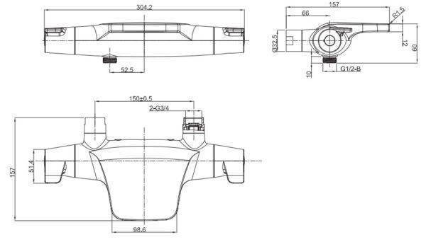 Купить смеситель для ванны термостатный t 5054, esco. в Иваново магазин сантехники Суперстрой