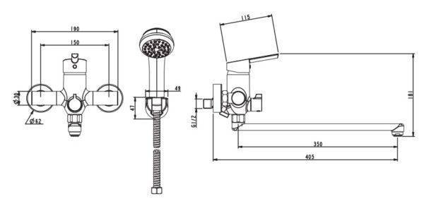 Купить смеситель для ванны london ld31, esco. в Иваново магазин сантехники Суперстрой