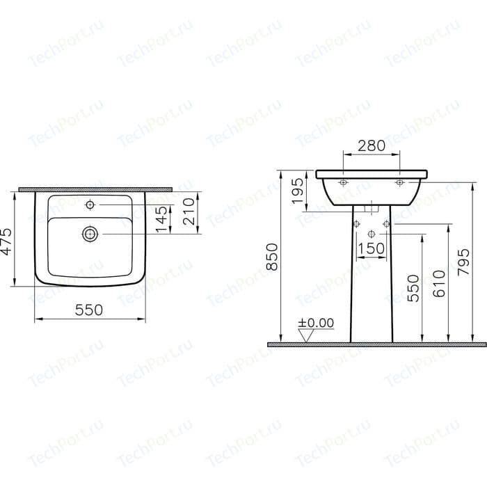 Купить раковина на пьедестале form 300 (9602в003-7650), белый, vitra. в Иваново магазин сантехники Суперстрой