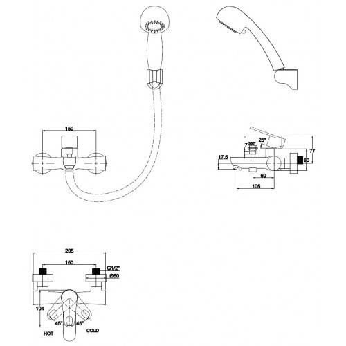 Купить смеситель для ванны county 55222,kaiser в Иваново магазин сантехники Суперстрой