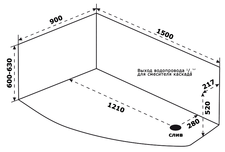 Купить ванна акриловая камея 1500*900 l короткий экран, bas. в Иваново магазин сантехники Суперстрой