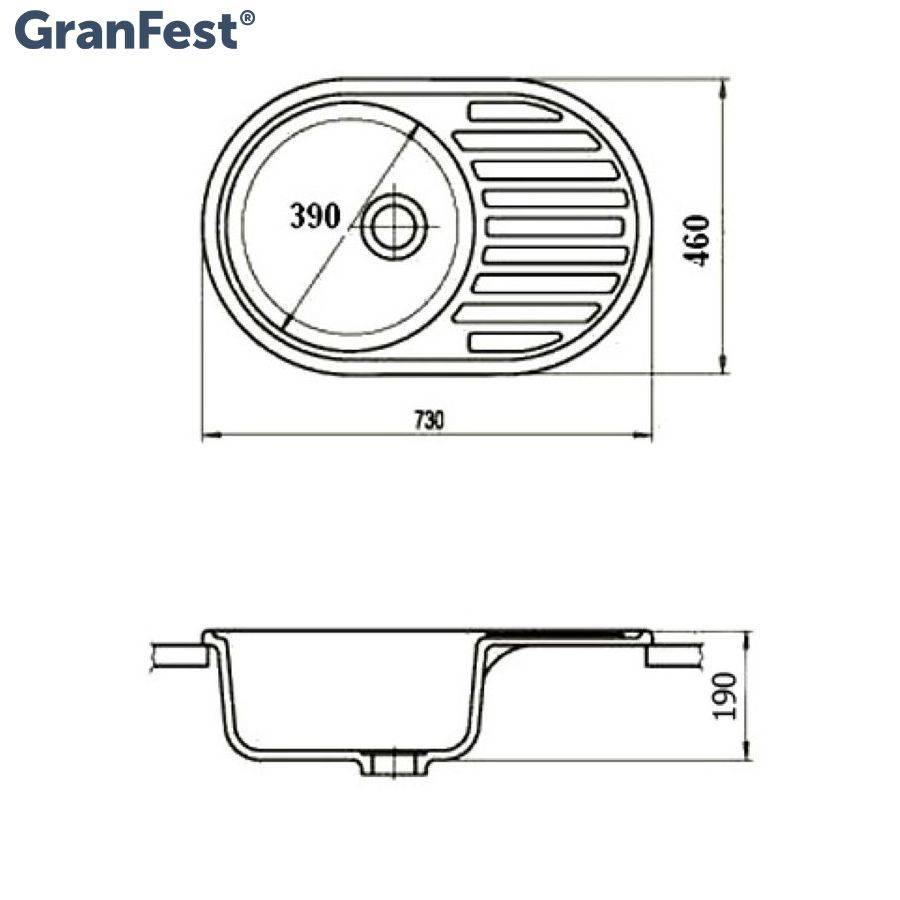 Купить мойка кухонная керамогранит rondo gf-r730l (бежевая 328),granfest. в Иваново магазин сантехники Суперстрой
