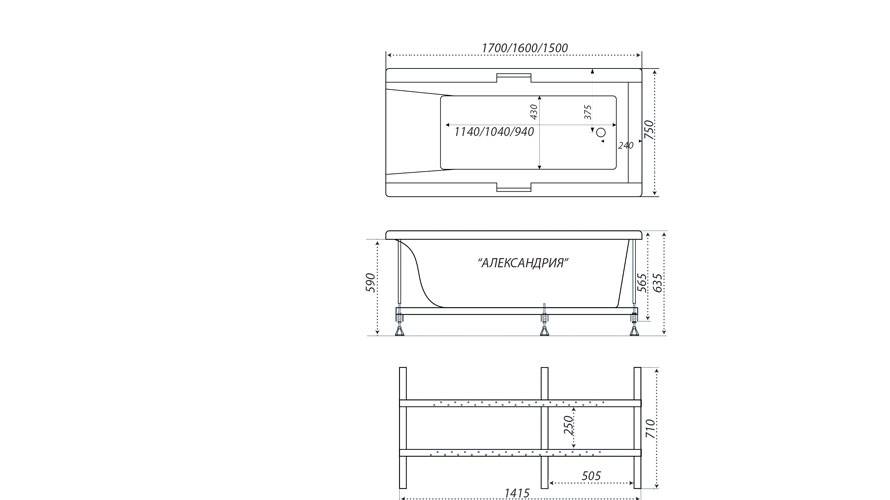 Купить ванна акриловая александрия 170 с экраном и гидромассажем,тритон. в Иваново магазин сантехники Суперстрой