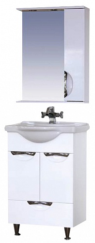 Купить зеркало-шкаф жасмин - 55 прав. (свет) белая эмаль,misty. в Иваново магазин сантехники Суперстрой