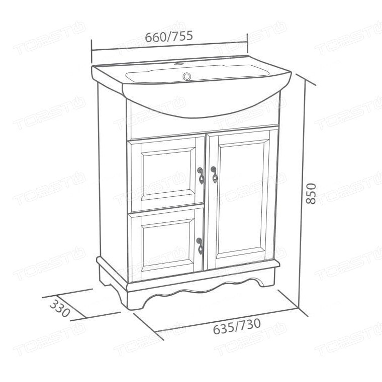 Купить тумба напольная варна 75 белый+раковина элеганс,good door. в Иваново магазин сантехники Суперстрой