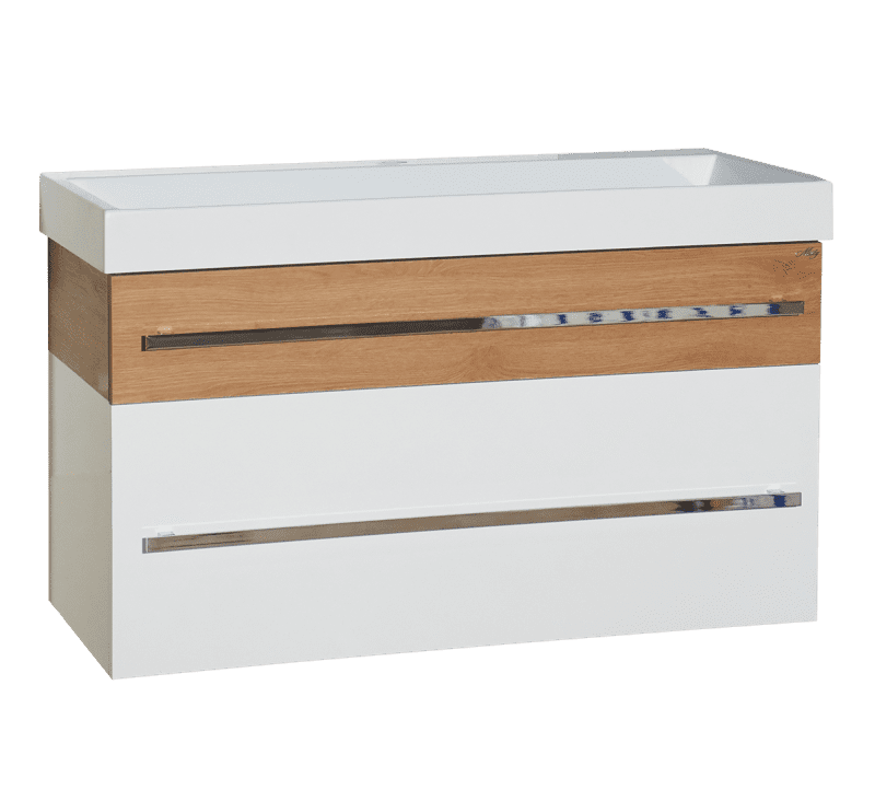 Купить тумба леон-100 подвесная 2ящ. белая + раковина caro, misty. в Иваново магазин сантехники Суперстрой