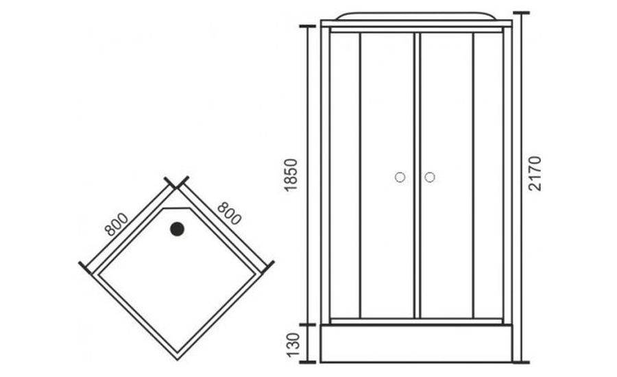 Купить душевая кабина royal rb 80нр6-bt-ch,80*80*217,нп пс,черная задняя стенка в Иваново магазин сантехники Суперстрой
