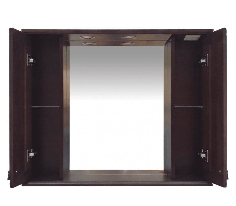 Купить зеркало-шкаф рим -105,с 2-мя шкаф,орех, misty. в Иваново магазин сантехники Суперстрой