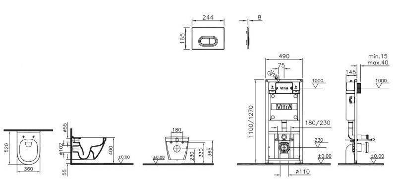 Купить комплект подвесной normus 9773в003-7202,инсталляция,кнопка гладкая хром,сидение стандартное,vitra(кн 740-0580) в Иваново магазин сантехники Суперстрой