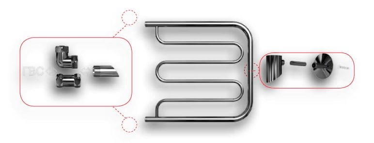 Купить водяной полотенцесушитель фокстрот dw 60*50 с полочкой, двин. в Иваново магазин сантехники Суперстрой