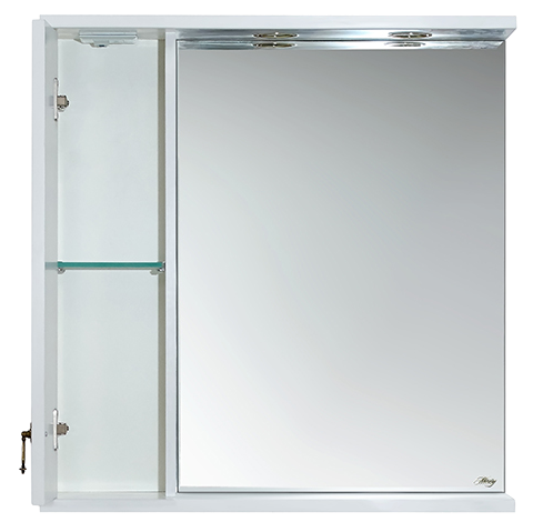 Купить зеркало - шкаф вояж - 80 лев. белое патина,misty. в Иваново магазин сантехники Суперстрой