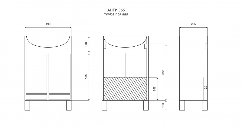 Купить тумба антик - 55 прямая , белая, misty. в Иваново магазин сантехники Суперстрой
