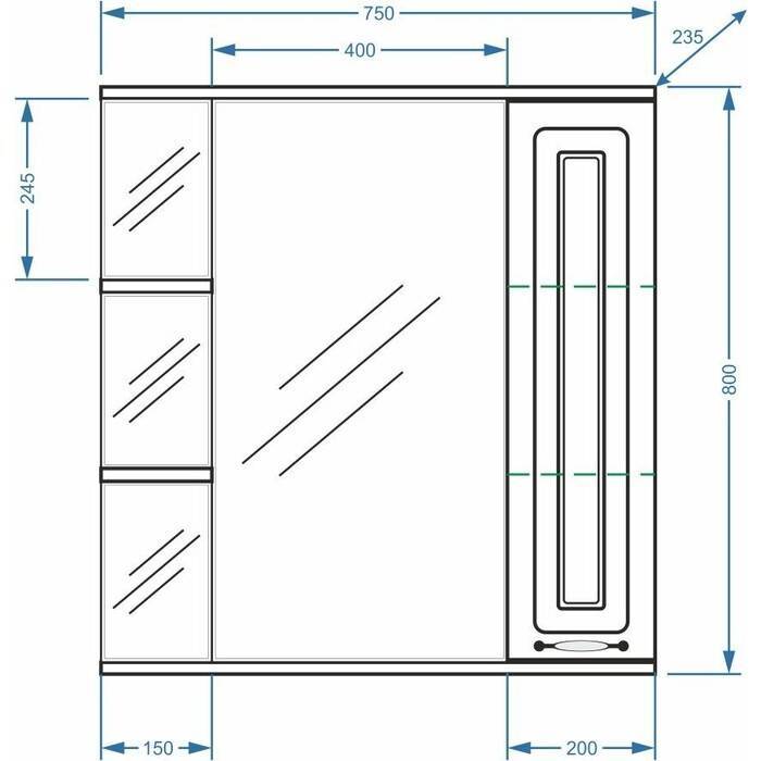 Купить зеркало-шкаф кармела-75/с ольха бел,stella polar. в Иваново магазин сантехники Суперстрой
