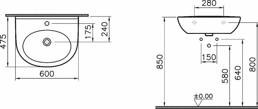 Купить раковина zentrum 5786в003-0001 (60см), белый,vitra. в Иваново магазин сантехники Суперстрой