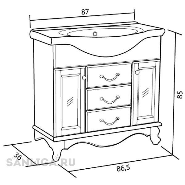 Купить тумба напольная версаль 75с слоновая кость+раковина элеганс, good door. в Иваново магазин сантехники Суперстрой