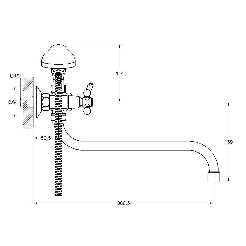 Купить смеситель для ванны с душем qfr7-a605, g-lauf. в Иваново магазин сантехники Суперстрой