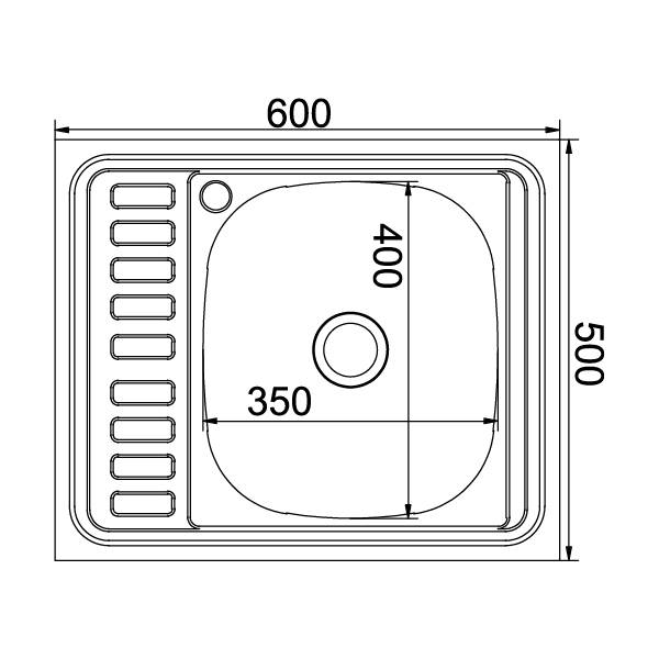Купить мойка накладная 60*50 (0,4мм) правая, турция. в Иваново магазин сантехники Суперстрой