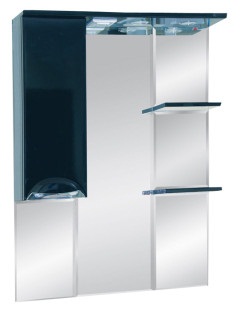 Купить зеркало-шкаф жасмин - 75 лев. (свет) чёрная эмаль,misty. в Иваново магазин сантехники Суперстрой