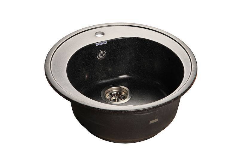 Купить мойка кухонная керамогранит rondo gf-r510 (черная 308),granfest. в Иваново магазин сантехники Суперстрой