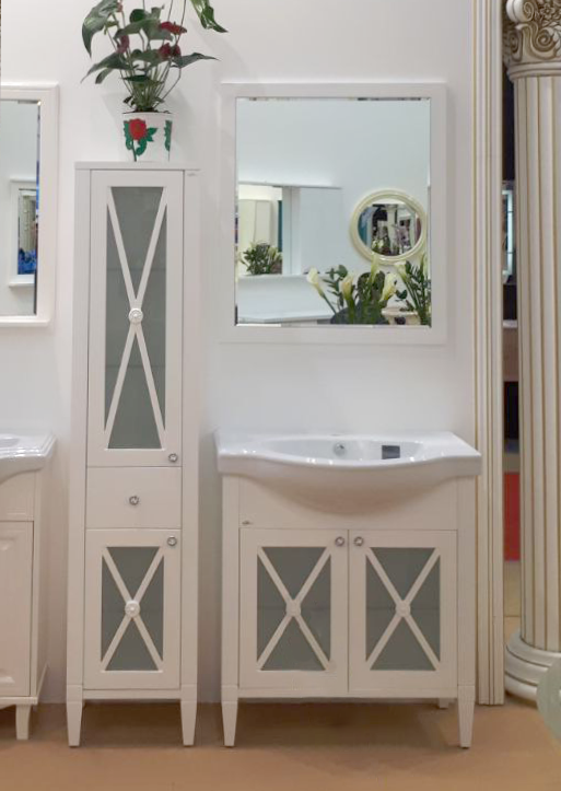 Купить пенал анна - 40 ,1 ящ. левый со стеклом,белый, misty в Иваново магазин сантехники Суперстрой