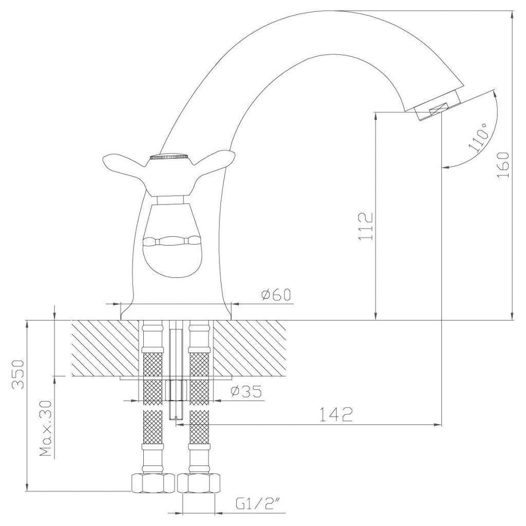Купить смеситель для раковины q02-61, rossinka. в Иваново магазин сантехники Суперстрой