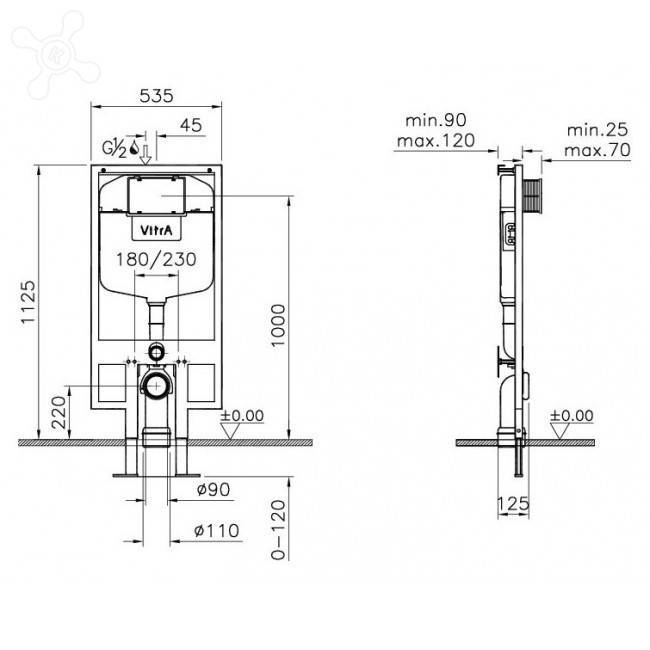 Купить комплект подвесной normus 9773в003-7203 инсталляция,сидение стандартное, кнопка 740-0585,хром матовый,vitra. в Иваново магазин сантехники Суперстрой