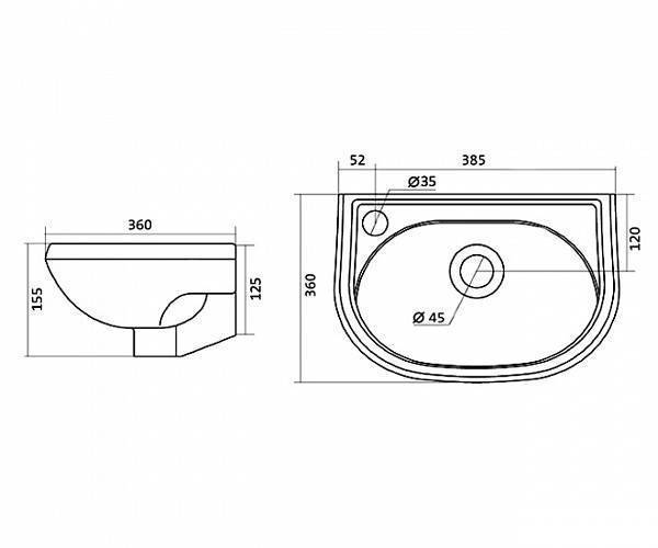 Купить раковина на пьедестале бриз-40 левое отверстие, santek. в Иваново магазин сантехники Суперстрой