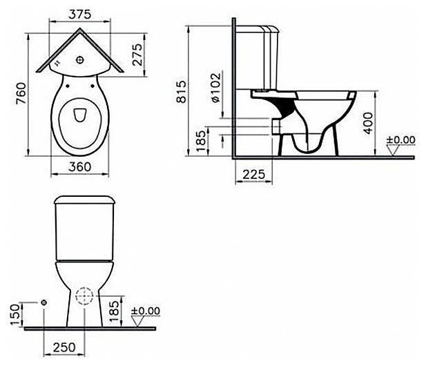 Купить компакт-унитаз arkitekt 9754в003-7200 сидение дюропласт,vitra. в Иваново магазин сантехники Суперстрой
