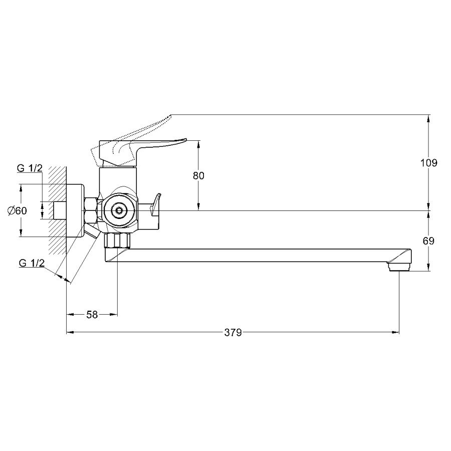 Купить смеситель для ванны с душем gob7-a134, g-lauf. в Иваново магазин сантехники Суперстрой