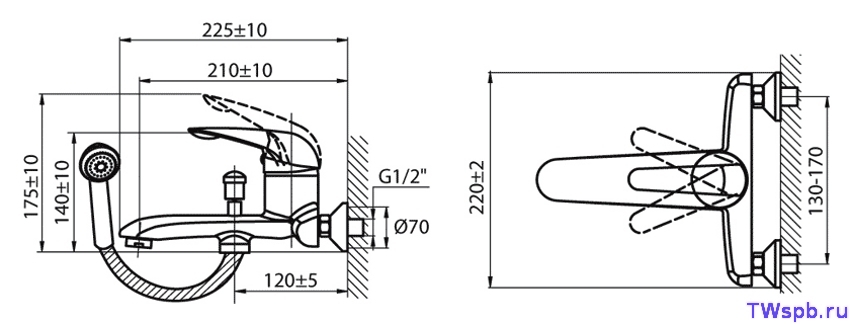 Купить смеситель для ванны onda 7620703, варион. в Иваново магазин сантехники Суперстрой