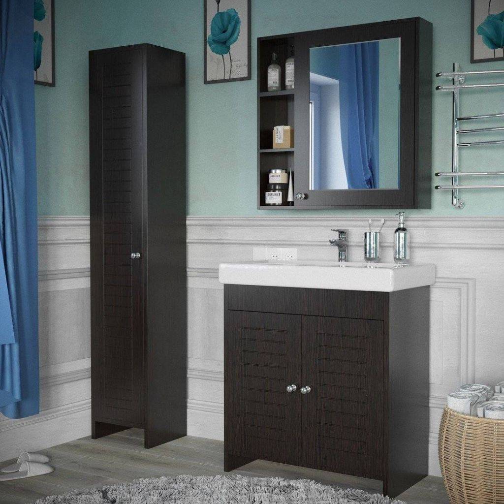 Купить зеркало-шкаф монтоне-80 венге,stella polar. в Иваново магазин сантехники Суперстрой