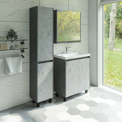 Купить зеркало-шкаф кибела-70,цемент,stella polar. в Иваново магазин сантехники Суперстрой