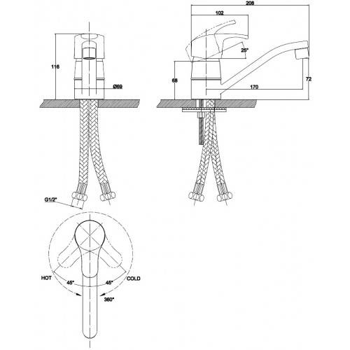 Купить смеситель для кухни поворотный 15 см  leon 19310,kaiser в Иваново магазин сантехники Суперстрой