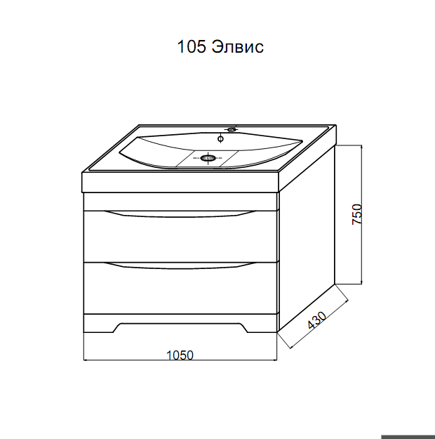 Купить тумба элвис-105 2 ящика белая + раковина элвис , misty. в Иваново магазин сантехники Суперстрой