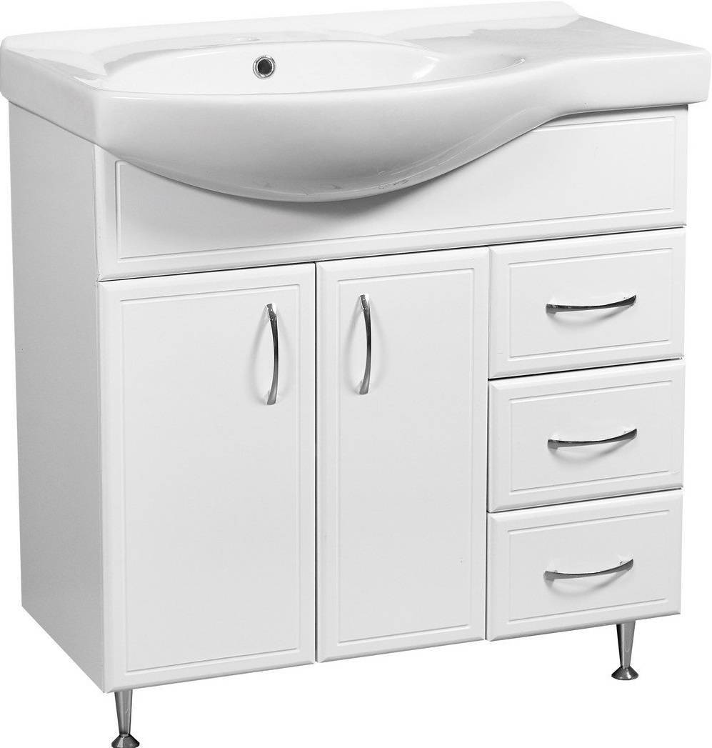 Купить тумба концепт-80 белый левая+раковина коралл,stella polar. в Иваново магазин сантехники Суперстрой