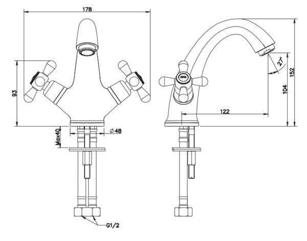 Купить смеситель  для раковины vienna vn 26-2, esco. в Иваново магазин сантехники Суперстрой