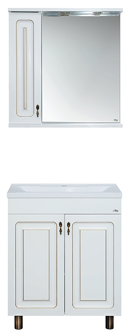 Купить зеркало - шкаф вояж - 80 лев. белое патина,misty. в Иваново магазин сантехники Суперстрой