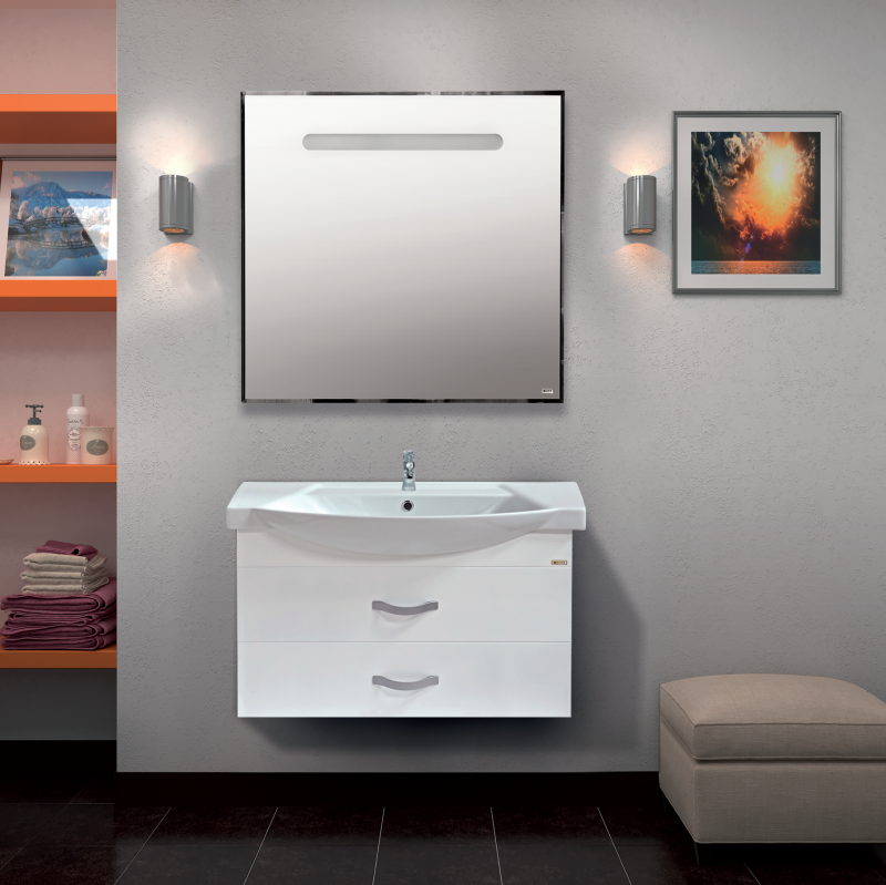 Купить тумба монро-95 подвесная 2 ящ.+раковина, мисти. в Иваново магазин сантехники Суперстрой