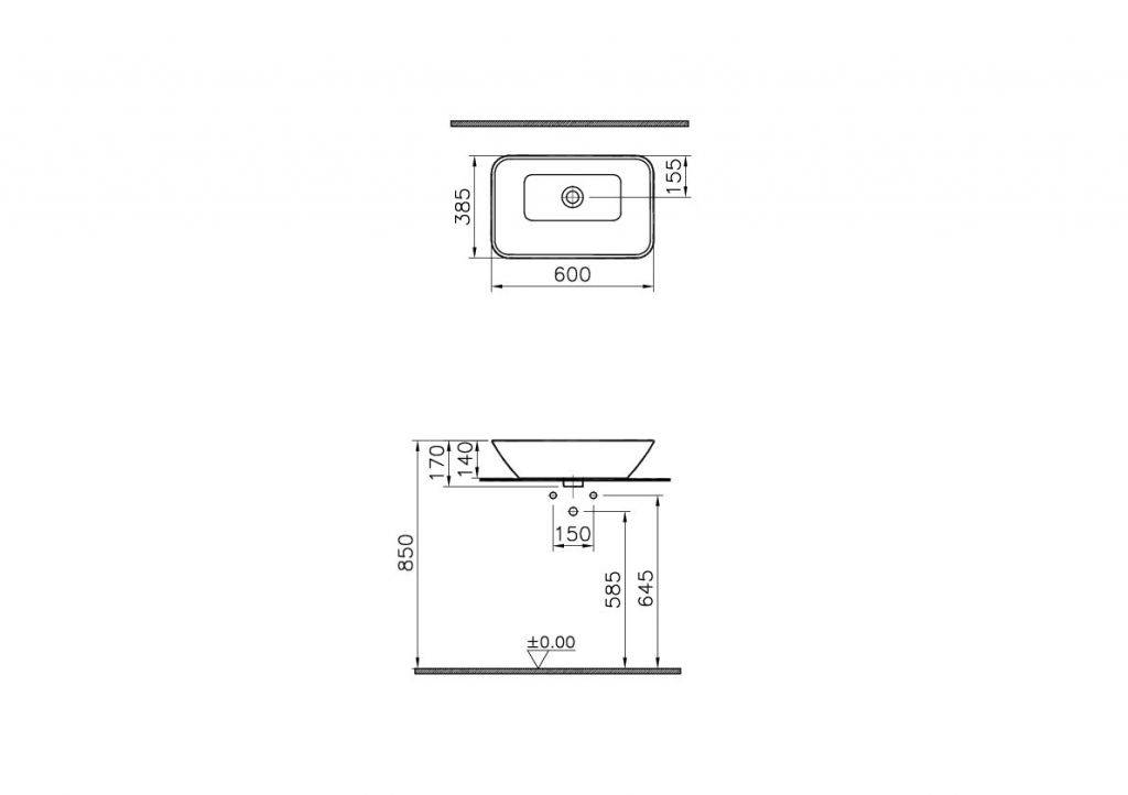 Купить раковина "geo" 4425в003-0016 (60см), прямоугольная, белый,vitra. в Иваново магазин сантехники Суперстрой
