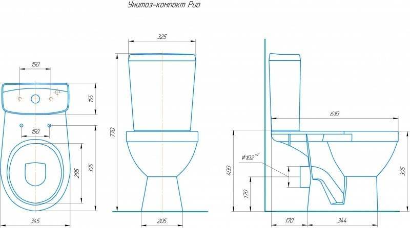 Купить компакт-унитаз рио синий, rosa. в Иваново магазин сантехники Суперстрой