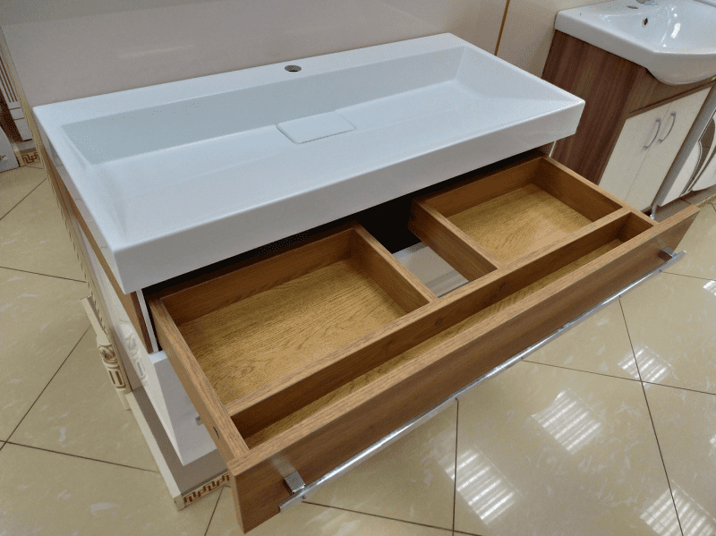 Купить тумба леон-100 подвесная 2ящ. белая + раковина caro, misty. в Иваново магазин сантехники Суперстрой