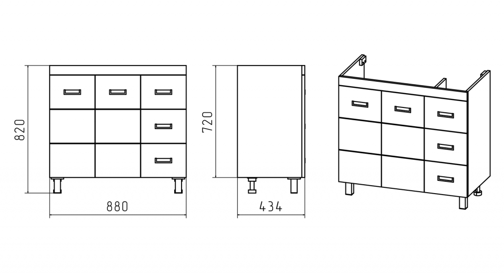 Купить тумба селена-90 прямая, 3 ящ.+ раковина, misty. в Иваново магазин сантехники Суперстрой