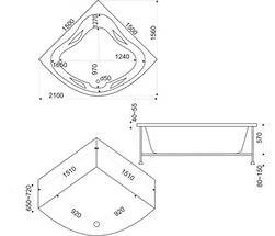 Купить ванна акриловая империал 1500*1500 с экраном, bas. в Иваново магазин сантехники Суперстрой