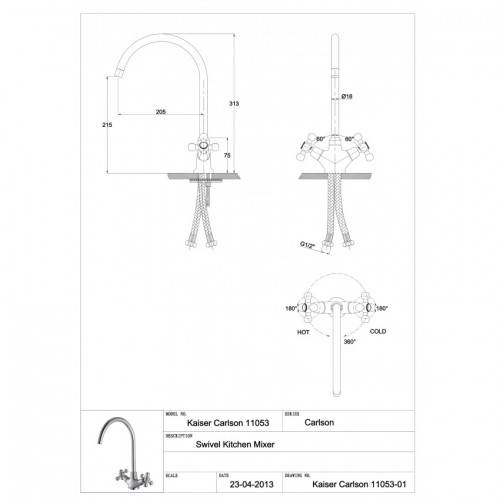 Купить смеситель для кухни высокий  carlson 11053,kaiser в Иваново магазин сантехники Суперстрой