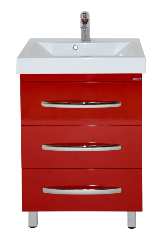 Купить тумба эмилия-60 3 ящ. красная + раковина ,misty. в Иваново магазин сантехники Суперстрой