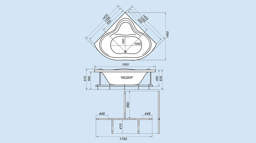Купить ванна акриловая медея 1420 *1420,тритон. в Иваново магазин сантехники Суперстрой